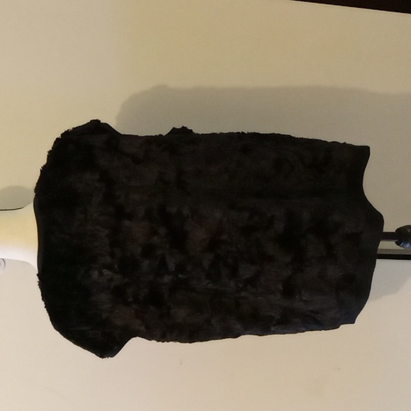 Frank Walder black button-up furry vest sz 16 - Picture 2 of 6